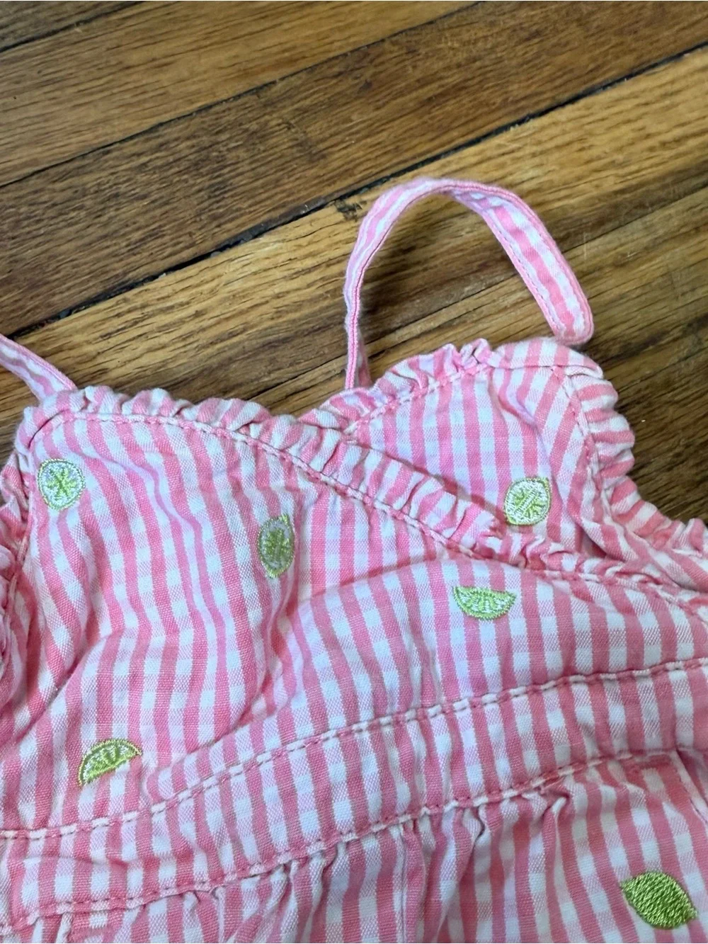 Gymboree Vintage Plaid Embroidered Lemon Baby Romper - Baby Girl 3-6 Months